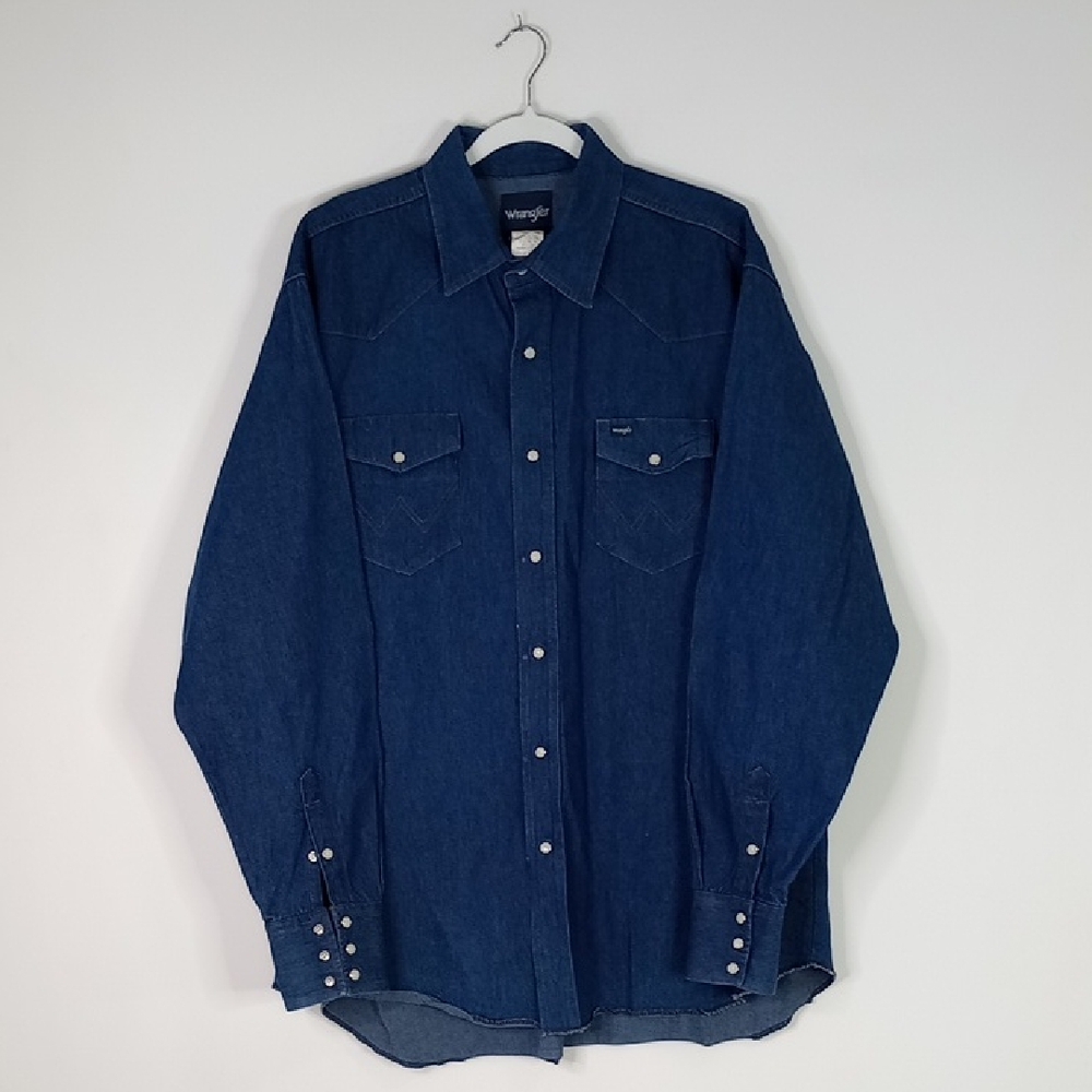 Wrangler Dark Blue Denim Shirt Size 18x36